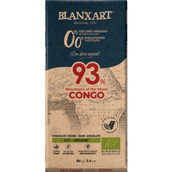 Blanxart - Congo 0.0% toegevoegde suikers - 93% pure chocolade (Biologisch)