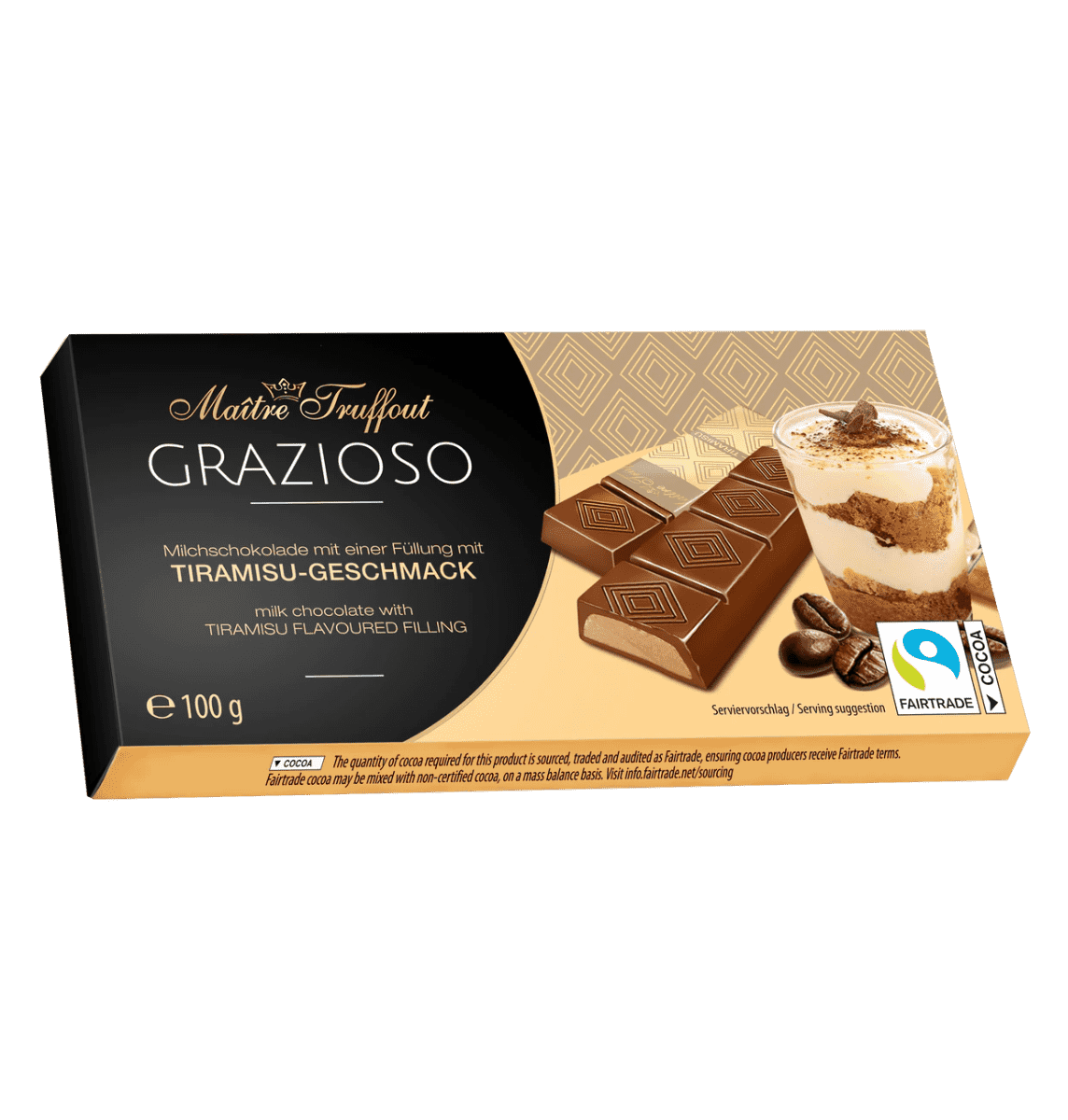 Chocolade met crème & tiramisu vulling - Melkchocolade - 100 gram
